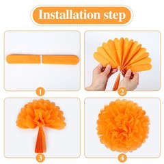 16 PCS Red Green Party Decorations Tissue Paper Flowers Pom Poms Wall Decor