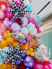 3 * 12 Pcs Black White Checkered Explosion Pointed Star Foil Balloons/Tallade…