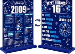 16th Birthday Decorations Back in 2009 Table Sign for Boys, blue sliver