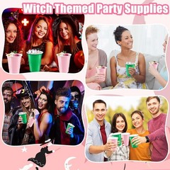 Charming 50 Pcs Witch Party Cups – 16 Oz Leak-Proof for Spooky Celebrations