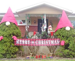 Large Merry Christmas Banner, Red Buffalo Plaid Yard Christmas-G