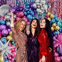 135pcs Disco Balloon Arch Kit with Disco Ball Balloons Silver Blue Green Purp…