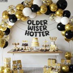 KatchOn, Older Wiser Hotter Birthday Decorations – Pack Of 51 | Black Happy B…