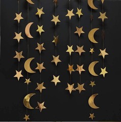Celestial Gold Moon Star Garland – Perfect for Baby Showers & Eid Celebrations
