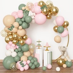 166Pcs Sage Green Blush Peach White Gold Balloon Garland Arch Kit
