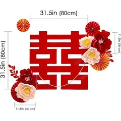 Chinese Double Happiness Wedding Decor 3D Paper Flower Wall Decoration New