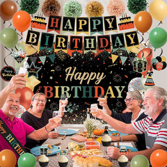 Colorful Birthday Party Decorations Set | Happy Birthday Banner & Sash, Balloons