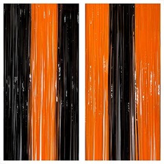 , Black and Orange Foil Fringe Curtain – XtraLarge 3.2×8 Feet, Orange and Black