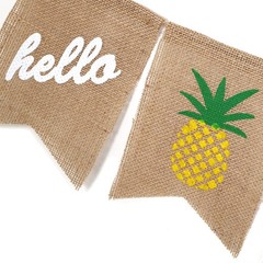 summer banner, hello summer banner, pineapple banner, summer bunting, burlap …