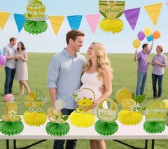 9 PCS Lemon Baby Shower Decorations Fruit Theme Centerpieces Table Sweet Sign