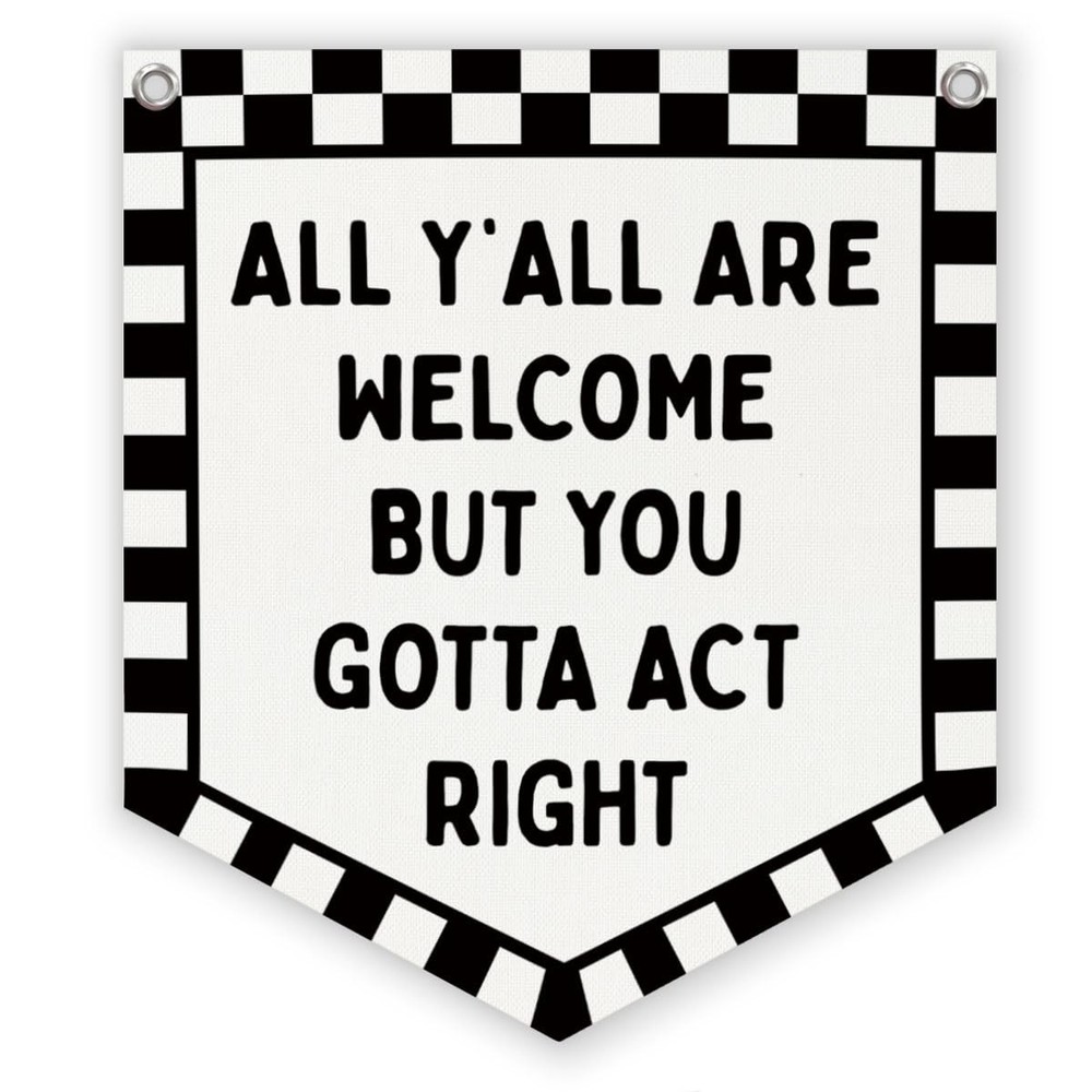 Checkered Classroom Decor Welcome Sign Banner,