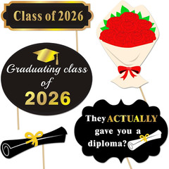 Graduation Photo Booth Props (50Count), Konsait Large Graduation Photo Props Cla