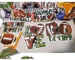 Football Decorations Hanging (24) W/Green Spiral Hangers 2 Of Each Design