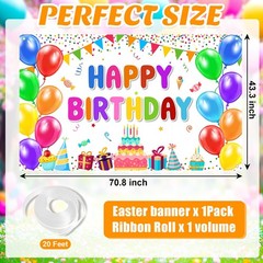 Happy Birthday Banner Backdrop Decorations Flag Outdoor 71×44 Inch,Colorful R…