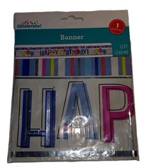 Celebrate Happy Birthday 1 Banner 12 Ft Long : New : Fast ShipOut : Order Today