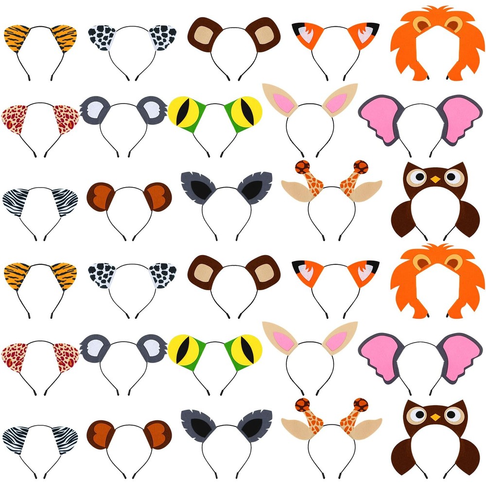 30 Pcs Animal Ears Headband for Kids Jungle Woodland Safari Zoo Headbands Hal…