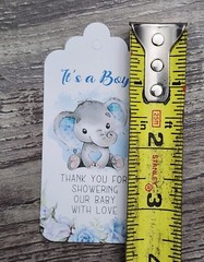 100 Elephant Baby Shower IT’S A BOY Blue Gray Thank You Party Favor Tag/Labels