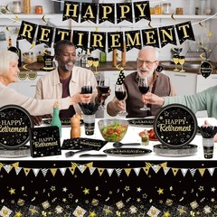 Black Gold Retirement Decorations Kit 184pcs