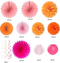 Hot-Pink Burnt-Orange Fall Party Decorations – 33Pcs Birthday Baby Shower Banner