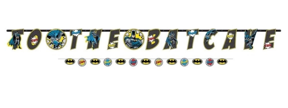 BATMAN HEROES UNITE SUPERHERO PARTY ~ 2 PACK «TO THE BAT CAVE» BANNER DECOR~ NEW