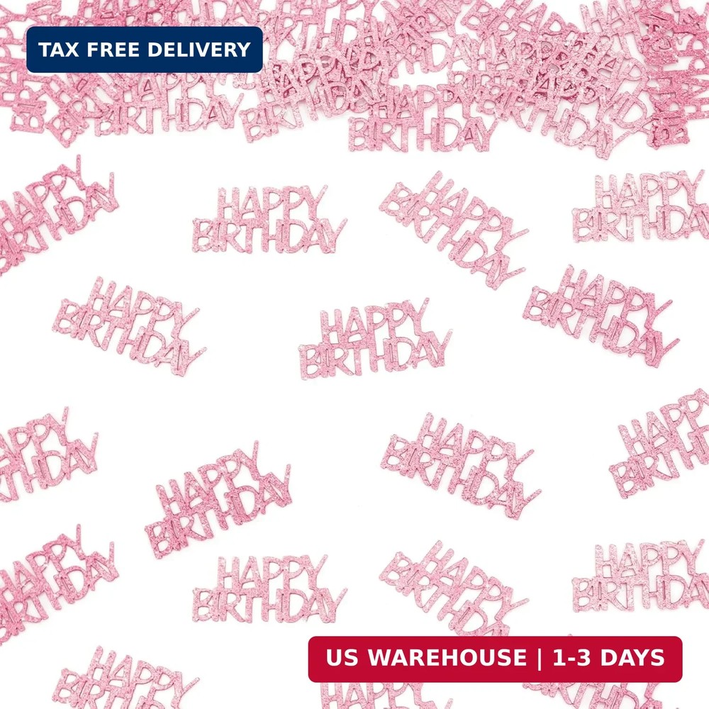 Pink Happy Birthday Confetti – Girl Birthday Party Decorations – Light Pink Glit