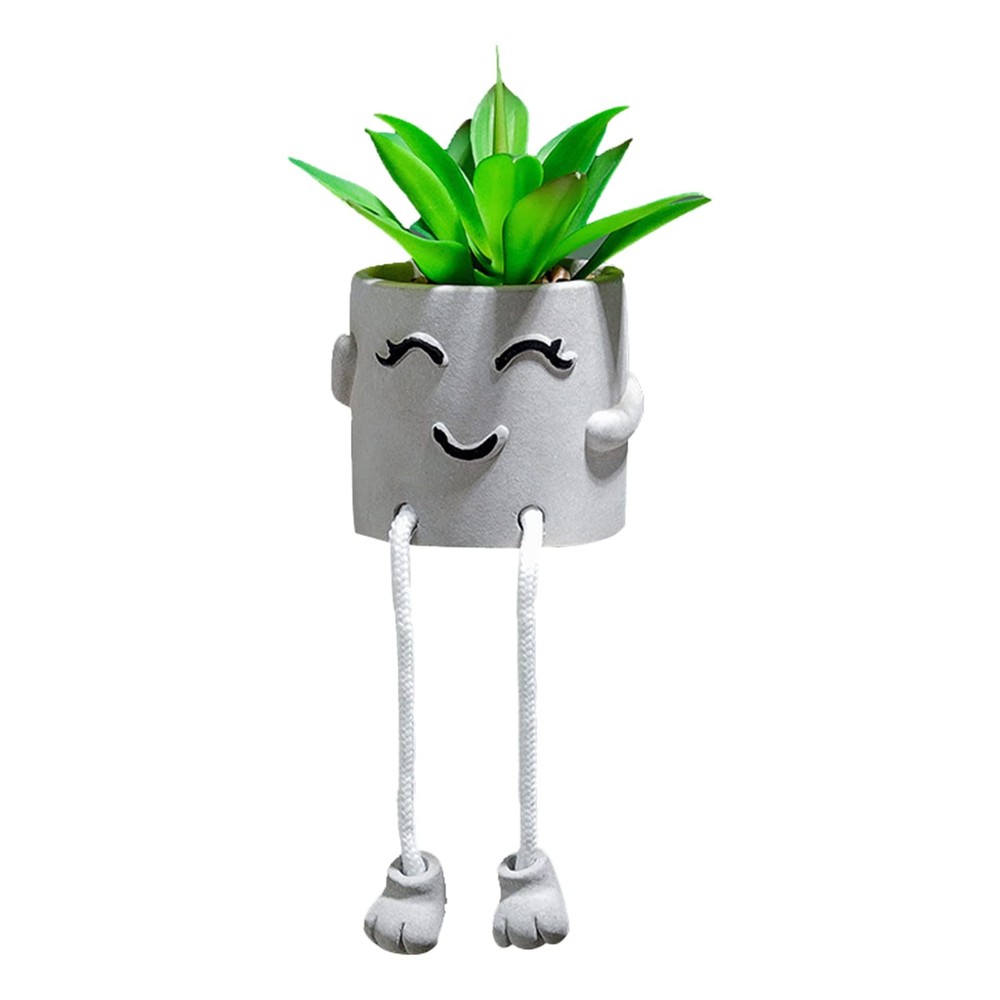 IUYYPU Artificial Succulents in 3.54 x 3.15 x 2.95 inch, Grey Smiley Face