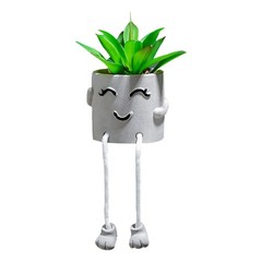 IUYYPU Artificial Succulents in 3.54 x 3.15 x 2.95 inch, Grey Smiley Face