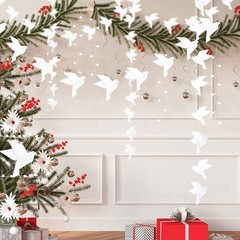 150PCS 10Strings White Origami Paper Doves Garlands for Wedding Party Decorat…