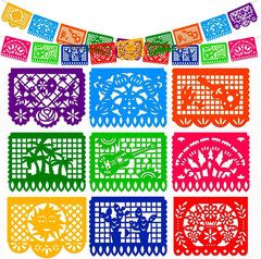 Domestar Mexican Party Decoration, 18 Feet Plastic Papel Picado Fiesta Banner Ci