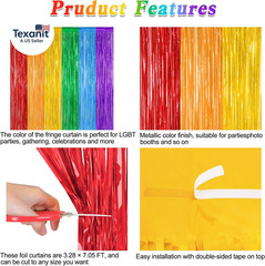 2 Pack Rainbow Backdrop Curtains, 3.28 FT X 7.05 FT Colofull Party Decorations,