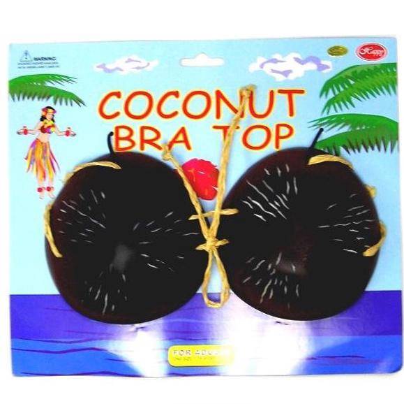 HAWAIIAN COCONUT BRA TOP luau party supplies tropic womens NEW hula dance tops