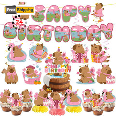 Polinook 35PCS Pink Capybara Birthday Capybara, Multiple Colors