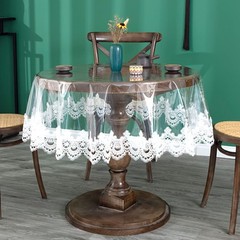 Jeloris Clear Round Plastic Tablecloth Vinyl PVC Waterproof Embroidered