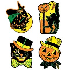 Beistle Vintage Halloween Cutouts 4-Count – 8.5″ – 9.25″, Multi Color