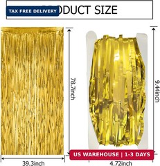 2 Pack Gold Fringe Curtain Backdrop Tinsel Streamers Birthday Party Decorations