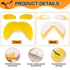 Yellow Mustache and Eyebrows for Kids Adults – Self-Adhesive Fake Beard,…