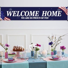 Welcome Home Banner White and Blue Homecoming Backdrop – We Are So Proud of You