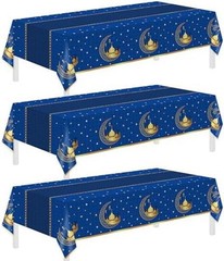 Childom 3 Pack Ramadan Mubarak Tablecloths for Eid Mubarak Decorations,54″ x 10