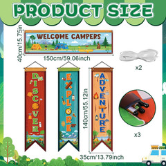 4 Pcs Camping Themed Party Decorations Welcome Campers Door Banner Camping Porch