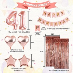 Rose Gold 41st Birthday Decorations For Her Party Decor Supplies
