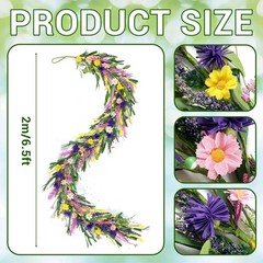 6.5Ft Wildflower Garland, Artificial Wildflower Floral Garland with Daisy Flo…