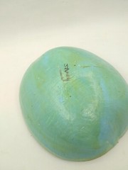 Hand Painted Coconut Shell W/Tropical Orange Fish Signed Beach House Decor