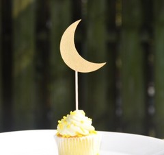 Ramadan and Eid Gold Crescent Moon Party Packs (Napkins and Food Picks / Cupcake