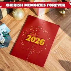 2026 Graduation Guestbook Alternative(Red & Gold), 12″ Class of 2026 Grad Card..