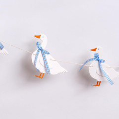 Goose Theme Banner – Goose Baby Shower Garland,One Silly Goose Blue Gingham Styl