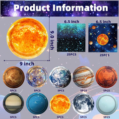 Space Theme Party Decorations 100Pcs Galaxy Planet Outer Space Disposable Plates