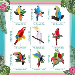 Vibrant Tropical Birds Honeycomb Cutouts – 9 Count for Hawaiian Parties