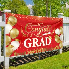 XtraLarge Congrats Grad Banner – 72×44 Inch | Congrats Grad Backdrop for Red and