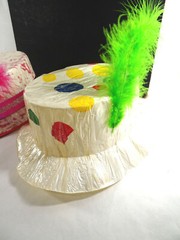 2 Plastic PARTY HATS with Feather Women Girls Springtime Party Decor Dress Up