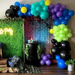 Black and Green Balloons, 60PCS Teal Blue Green Purple Video Game Balloons, B…
